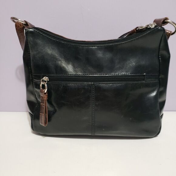 Giani Bernini Black Brown Patent Leather Hand Bsg Purse 8"×10"×3.5" - Picture 4 of 8